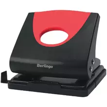 Дырокол Berlingo "Office Soft" 20 л. пластиковый, красный, с линейкой