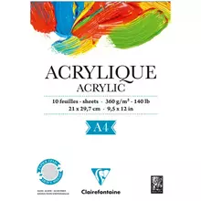 Альбом для акрила, 10 л. А4, на склейке Clairefontaine "Acrylic", 360г./м2