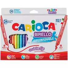 Фломастеры двусторонние Carioca "Birello" 24 цв. 24 шт. смываемые картон