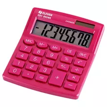 Калькулятор настольный Eleven SDC-805NR-PK, 8 разр. двойное питание, 127*105*21 мм. розовый