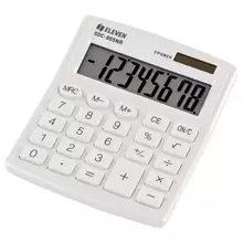 Калькулятор настольный Eleven SDC-805NR-WH, 8 разр. двойное питание, 127*105*21 мм. белый