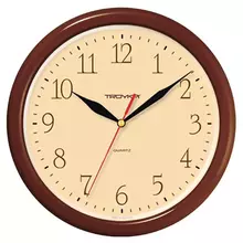 Часы настенные ход плавный Troyka 21234287 круглые 24*24*3 коричневая рамка