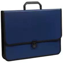 Папка-портфель 2 отделения OfficeSpace А4+, 370*280*120 мм, 1000 мкм, на замке, пластик, синий