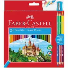 Карандаши цветные Faber-Castell "Замок" 24 цв. шестигр. заточ.+6 цв.+точилка картон