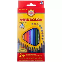Карандаши цветные Koh-I-Noor "TrioColor" 24 цв. трехгранные заточенные европодвес