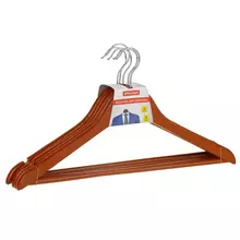 Вешалка-плечики OfficeClean, набор 5 шт. деревянные, с перекладиной, 45 см. цвет вишня