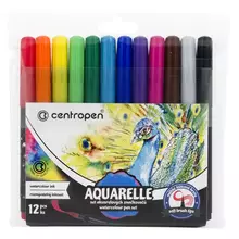 Набор акварельных маркеров Centropen "Aquarelle 8683" 12 цв. кистевые, 1-9 мм.