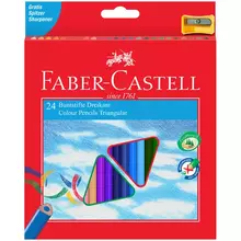 Карандаши цветные Faber-Castell "Ecopen" 24 цв. трехгранные заточенные картон с точилкой