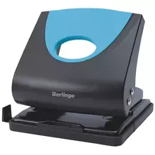 Дырокол Berlingo "Office Soft" 30 л. пластиковый синий с линейкой