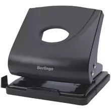Дырокол Berlingo "Office Soft" 30 л. пластиковый, черный, с линейкой