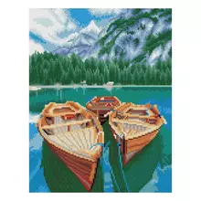 Алмазная мозаика Три Совы "Озеро в Альпах" 30*40 см. холст картонная коробка с пластиковой ручкой