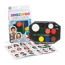 Набор красок для детского грима Snazaroo, 8 цв*2 мл. аксессуары, картонная коробка