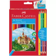 Карандаши цветные Faber-Castell "Замок" 36 цв. шестигр. заточ.+6 цв.+ч/г кар.+точилка картон
