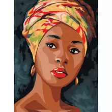 Картина по номерам на холсте Три Совы "Африканская женщина" 30*40 с акриловыми красками и кистями