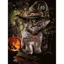 Картина по номерам на холсте Три Совы "Заколдованный котик" 30*40 с акриловыми красками и кистями