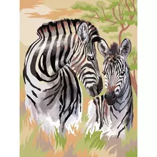 Картина по номерам на холсте Три Совы "Зебры" 30*40 см. с акриловыми красками и кистями