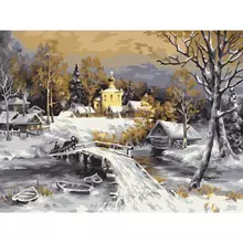 Картина по номерам на холсте Три Совы "Зима" 30*40 см. с акриловыми красками и кистями