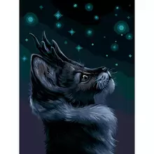 Картина по номерам на холсте Три Совы "Мистический кот" 30*40 с акриловыми красками и кистями