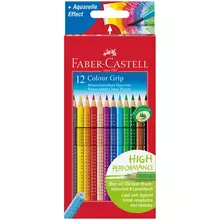 Карандаши цветные Faber-Castell "Grip" 12 цв. трехгранные заточенные картон