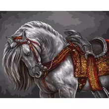 Картина по номерам на холсте Три Совы "Богатырский конь" 40*50 с акриловыми красками и кистями