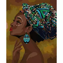 Картина по номерам на холсте Три Совы "Африканская красавица" 40*50 с акриловыми красками и кистями