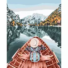 Картина по номерам на холсте Три Совы "Озеро в горах" 40*50 с акриловыми красками и кистями