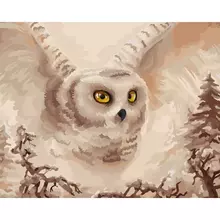 Картина по номерам на холсте Три Совы "Полярная сова" 40*50 с акриловыми красками и кистями