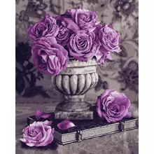 Картина по номерам на холсте Три Совы "Сиреневые розы" 40*50 с акриловыми красками и кистями
