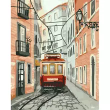 Картина по номерам на холсте Три Совы "Трамвай" 40*50 с акриловыми красками и кистями