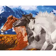 Картина по номерам на холсте Три Совы "Тройка коней" 40*50 с акриловыми красками и кистями