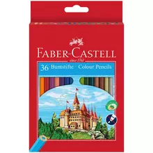 Карандаши цветные Faber-Castell "Замок" 36 цв. шестигр. заточ.+точилка картон