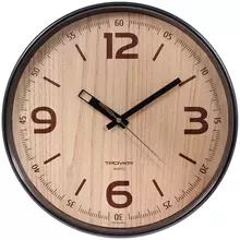 Часы настенные ход плавный Troyka 77774731 круглые 30*30*5 коричневая рамка