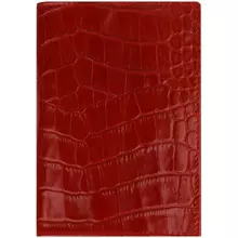 Обложка для паспорта Кожевенная мануфактура с кож. карманом красный крокодил нат. кожа