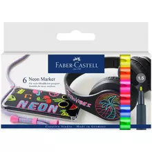 Набор маркеров для декорирования Faber-Castell "Neon" 6 цв. пулевидный, 1,5 мм. картон