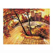 Алмазная мозаика Три Совы "Золотая осень" 30*40 см. холст на деревянном подрамнике картонная коробка с пластиковой ручкой