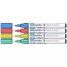 Набор маркеров для декорирования Schneider "Paint-It 011" 4 цв. металлик, 2,0 мм.
