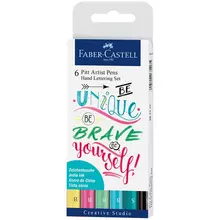Набор капиллярных ручек Faber-Castell "Pitt Artist Pens Lettering Pastel set" ассорти 6 шт. 03 мм./Brush