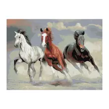 Алмазная мозаика Три Совы "Тройка лошадей" 50*70 см. холст картонная коробка с пластиковой ручкой