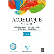 Альбом для акрила, 10 л. А3, на склейке Clairefontaine "Acrylic", 360г./м2