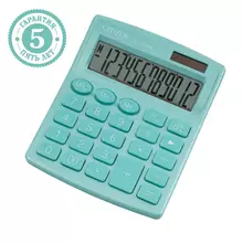 Калькулятор настольный Citizen SDC-812NR-GN, 12 разрядов, двойное питание, 102*124*25 мм. бирюзовый