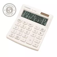 Калькулятор настольный Citizen SDC-812NR-WH 12 разрядов двойное питание 102*124*25 мм. белый