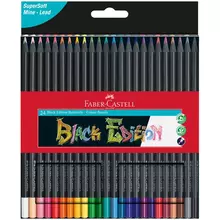 Карандаши цветные Faber-Castell "Black Edition" 24 цв. трехгранные черное дерево заточенные картон.