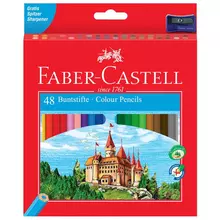 Карандаши цветные Faber-Castell "Замок" 48 цв. шестигр.заточ.+точилка картон