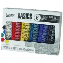 Краски акриловые Liquitex "Basics" 6 цв. 118 мл/туба картонная коробка