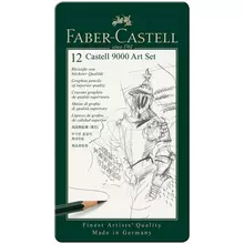 Набор карандашей ч/г Faber-Castell "Castell 9000 Art Set" 12 шт. 2H-8B заточенные метал. кор.