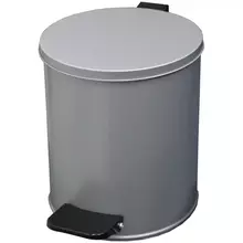 Ведро-контейнер для мусора (урна) Титан 15 л. с педалью круглое металл серый металлик