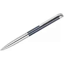 Ручка шариковая Delucci "Volare" синяя 10 мм. корпус серебро/серо-голубой поворот. подарочная упаковка