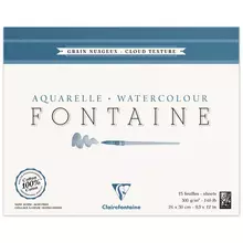 Альбом для акварели 15 л. 24*30 на склейке Clairefontaine "Fontaine Grain Nuageux" 300г./м2 холод. пресс. облачная текстура