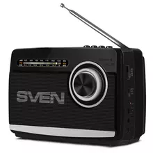 Портативная акустическая система Sven SRP-535 3W FM/AM/SW USB microSD фонарь аккумулятор черный