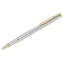 Ручка-роллер Delucci "Celeste" синяя 06 мм. цвет корпуса - серебро/золото подарочная упаковка